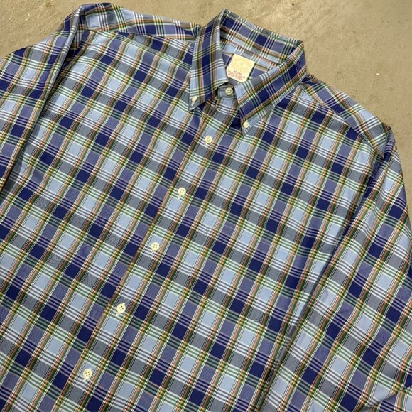 Brooks Brothers Makers Dress Shirt Plaid Button Down USA Made Cotton XL - Picture 2 of 9